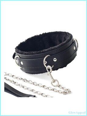 Faux Leather Choker Collar Necklace for Women Gothic Punk Adjustable Fur Lined
